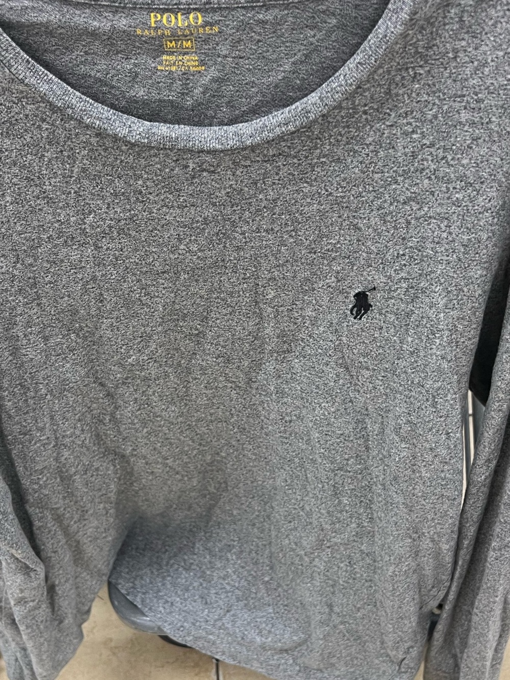 Polo by Ralph Lauren Men's Long Sleeve Tee Gray with Black Pony